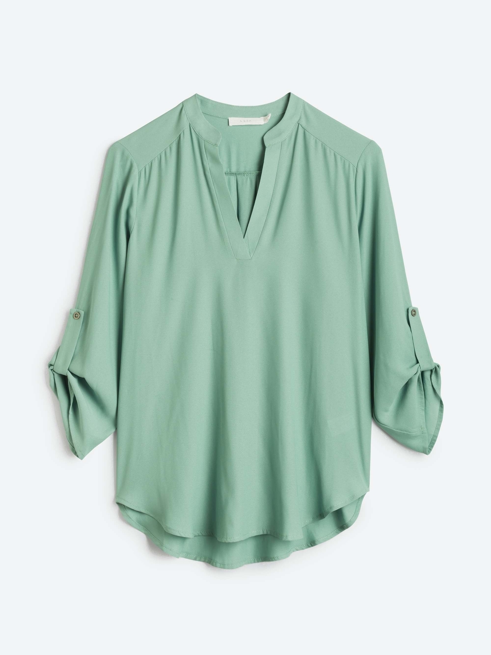 Lush Sage Green V-Neck Roll-Tab Tunic